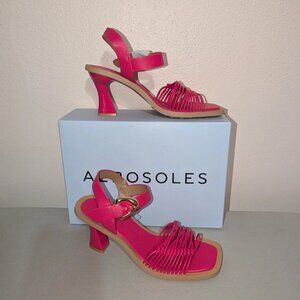 Aerosoles Crew Women's 11 Pink Strappy Kitten Heels Square Toe Sandals